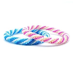 set of 2 crochet Beaded bracelets, beautiful bright colors